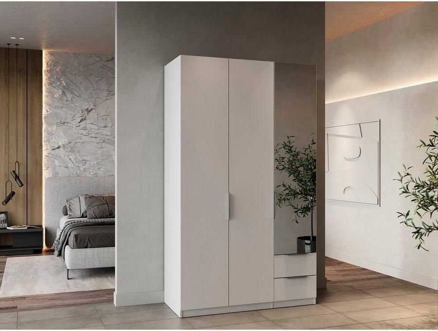 CBA Kledingkast Spectre 120cm met spiegel mat wit - Foto 3