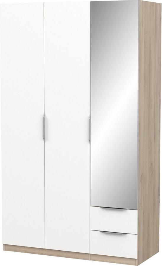 Demeyere GHOST kledingkast Kronberg eiken en mat wit decor 3 deuren + 2 laden + 1 spiegel L.119 4 x D.51 1 x H.203 cm - Foto 18