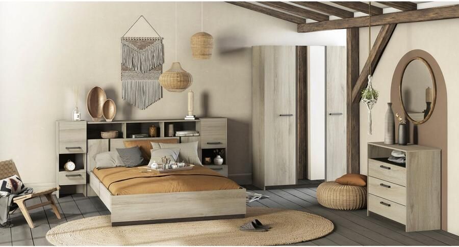 CBA Kleerkast Waylon 3 draaideuren 1 kledingroede en 4 legplanken-Kronberg eik Waterford eik - Foto 9