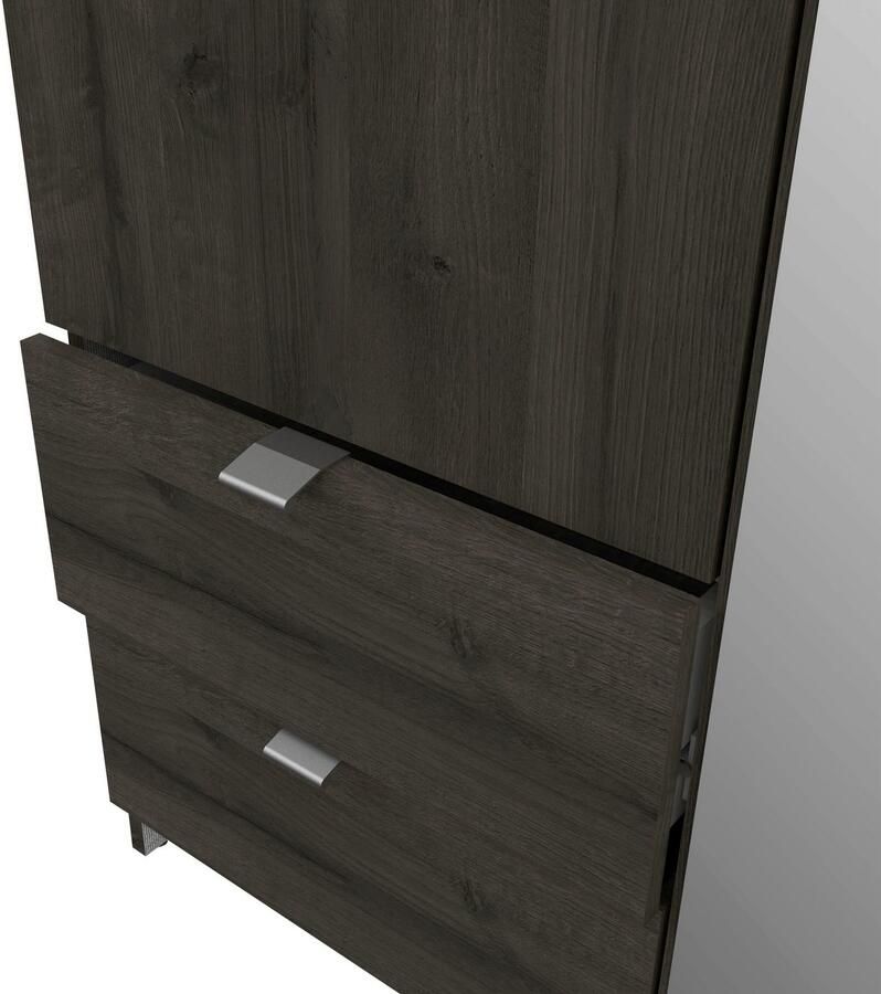 BELFURNDEM Belfurn 4 deurs kledingkast met 2 spiegeldeur en 4 lades Mellie ebony 180x192cm - Foto 4