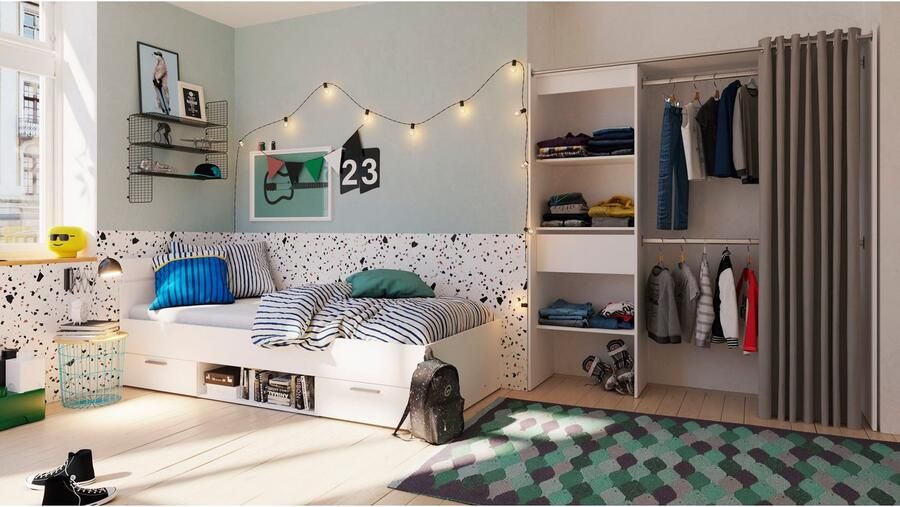 Demeyere GROUP Kledingkast met gordijn Chicago variabel in de breedte ca. 114 167 cm veel opbergruimte en opbergruimte - Foto 9