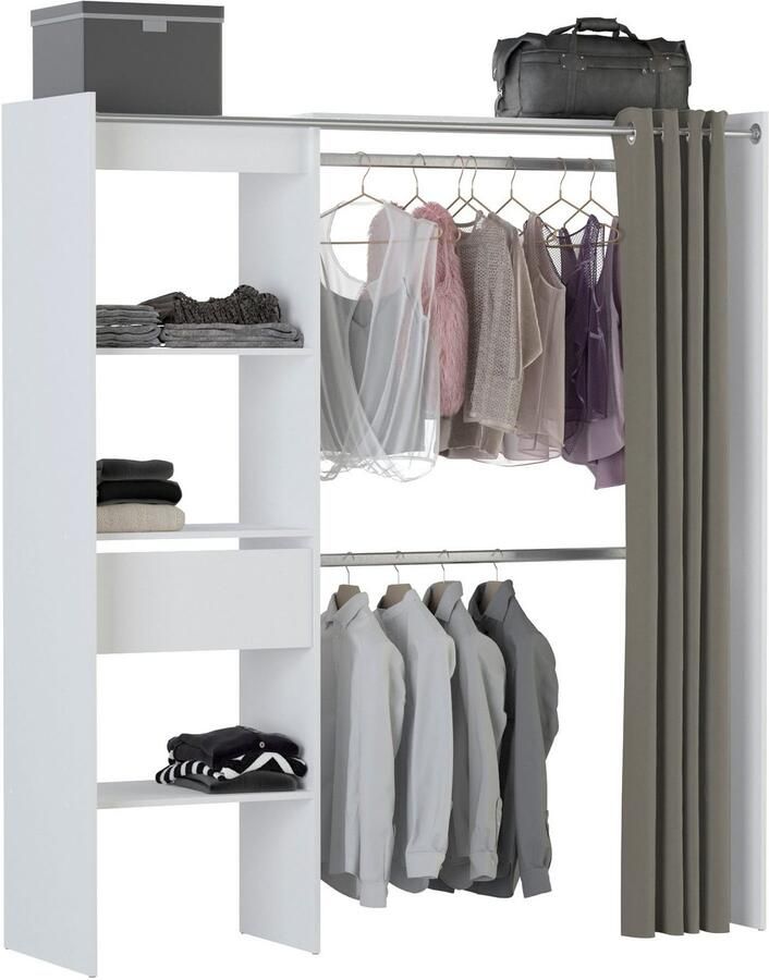 Demeyere GROUP Kledingkast met gordijn Chicago variabel in de breedte ca. 114 167 cm veel opbergruimte en opbergruimte - Foto 4