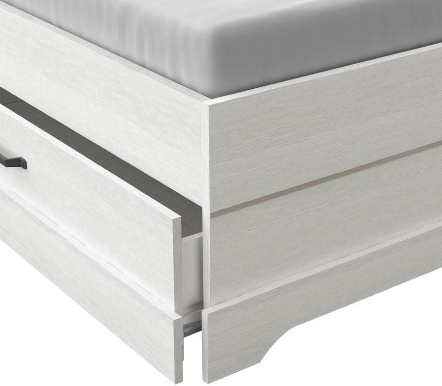 CBA EMOB Bed Charme 140x190 200 cm-Kronberg eik structuurwit Bedden met lades Wit Melamine; Spaanplaat Bedden met lades Tweepersoons Normaal bed Op voorraad - Foto 7