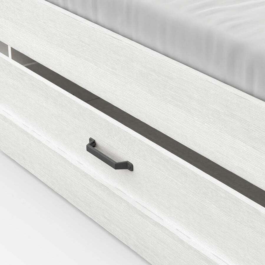 CBA EMOB Bed Charme 140x190 200 cm-Kronberg eik structuurwit Bedden met lades Wit Melamine; Spaanplaat Bedden met lades Tweepersoons Normaal bed Op voorraad - Foto 4