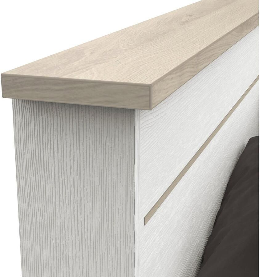 CBA EMOB Bed Charme 140x190 200 cm-Kronberg eik structuurwit Bedden met lades Wit Melamine; Spaanplaat Bedden met lades Tweepersoons Normaal bed Op voorraad - Foto 3