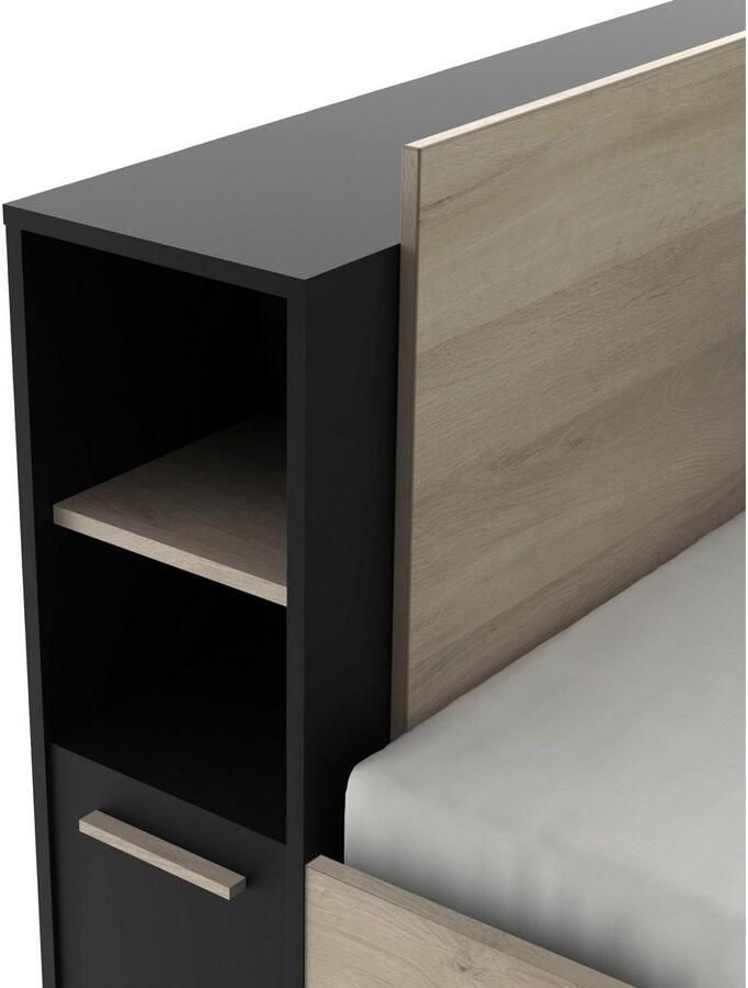 Vente-unique Modulair bed 90 x 190 200 cm met opbergruimte Zwart en naturel LIARA L 229.4 cm x H 87.7 cm x D 119.2 cm - Foto 4
