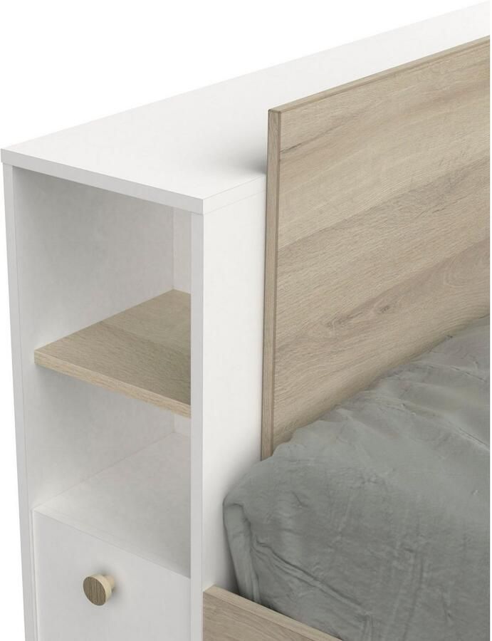 Vente-unique Moduleerbaar bed 90 x 190 200 cm met opbergruimte Wit en naturel LIARA L 229.4 cm x H 87.7 cm x D 119.2 cm - Foto 3