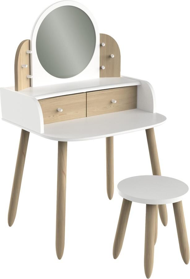 CBA EMOB Make-uptafel Lili 57 8 x 47 x 94 cm Bruin-Wit Kantoor Wit; Bruin MDF Kantoor Op voorraad - Foto 8