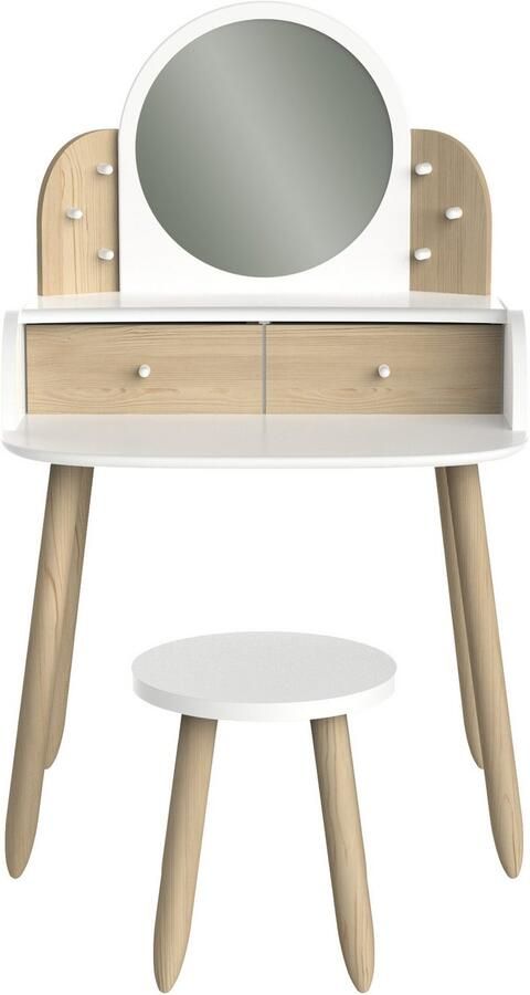 CBA EMOB Make-uptafel Lili 57 8 x 47 x 94 cm Bruin-Wit Kantoor Wit; Bruin MDF Kantoor Op voorraad - Foto 7