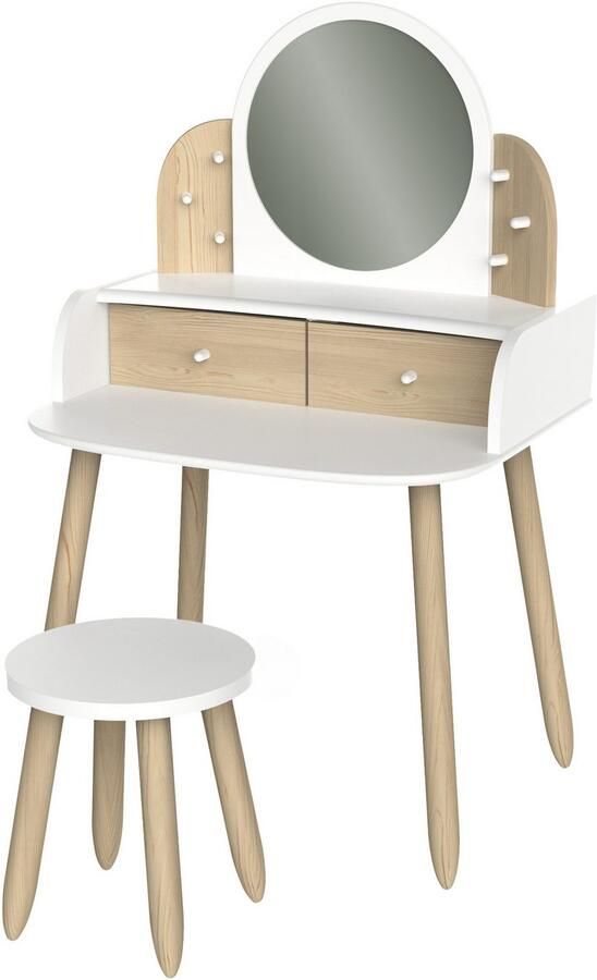 CBA EMOB Make-uptafel Lili 57 8 x 47 x 94 cm Bruin-Wit Kantoor Wit; Bruin MDF Kantoor Op voorraad - Foto 6