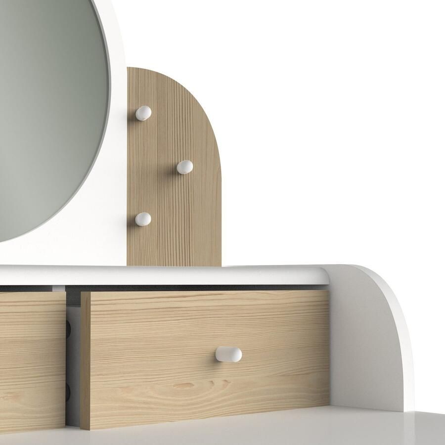 CBA EMOB Make-uptafel Lili 57 8 x 47 x 94 cm Bruin-Wit Kantoor Wit; Bruin MDF Kantoor Op voorraad