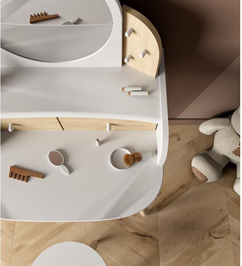 CBA EMOB Make-uptafel Lili 57 8 x 47 x 94 cm Bruin-Wit Kantoor Wit; Bruin MDF Kantoor Op voorraad - Foto 3