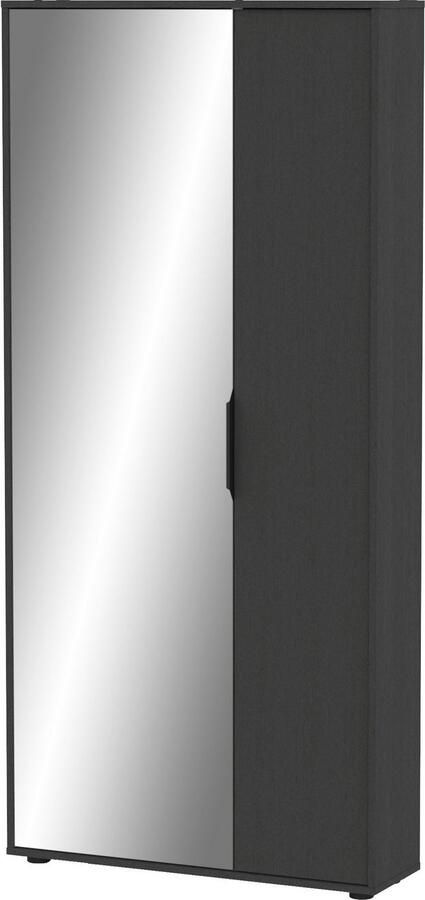 CBA Schoenenkast EBONY met 2 deuren en spiegel – Zwart structuurdecor - Foto 3