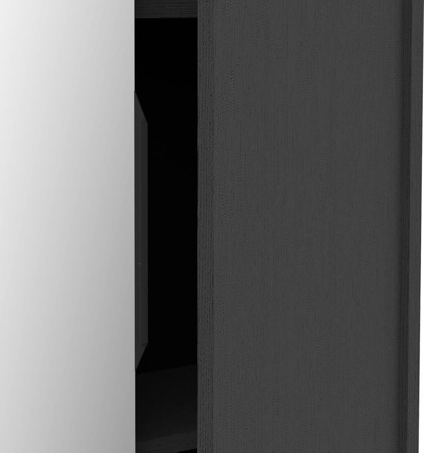 CBA Schoenenkast EBONY met 2 deuren en spiegel – Zwart structuurdecor