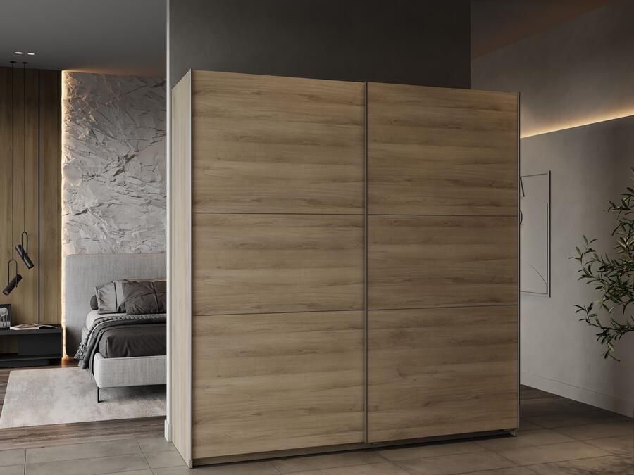 Demeyere GHOST kledingkast Kronberg eiken decor 2 schuifdeuren L.194 5 x D.59 9 x H.203 cm - Foto 7