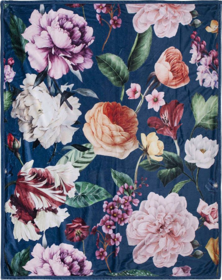 Descanso Plaid Fiori Zeer zacht knuffeldeken 130x160 cm omkeerbaar bloemen zand - Foto 4
