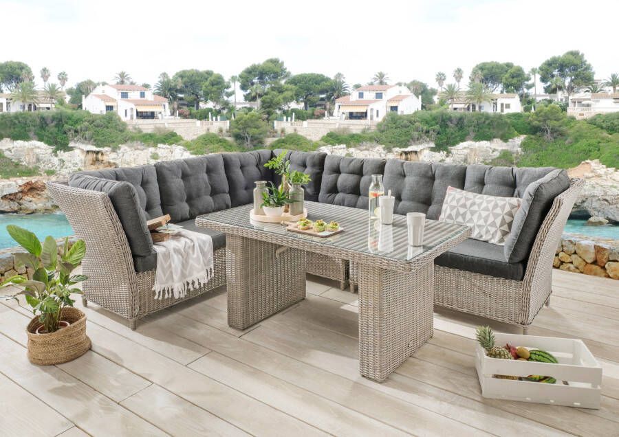 Destiny Tuin-eethoek Palma Polyrotan hoekset tafel 140x80x67cm incl. kussens (set 19-delig) - Foto 5