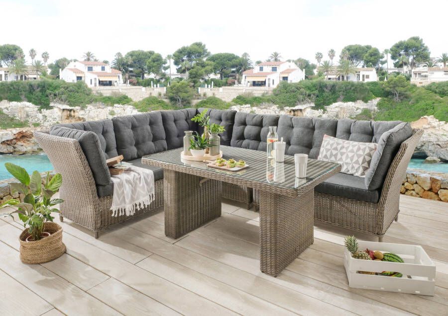 Destiny Tuin-eethoek Palma Polyrotan hoekset tafel 140x80x67cm incl. kussens (set 19-delig) - Foto 4