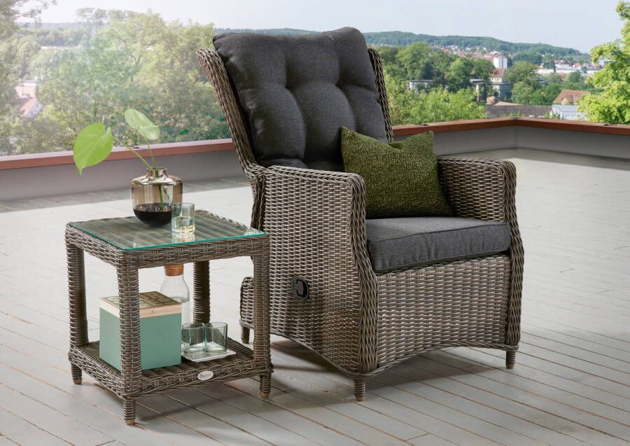 Destiny Tuinset CASA MERANO Polyrotan fauteuil verstelbaar met bijzettafel 46x47x50 cm (set 4-delig) - Foto 7