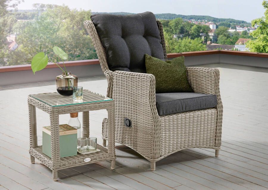 Destiny Tuinset CASA MERANO Polyrotan fauteuil verstelbaar met bijzettafel 46x47x50 cm (set 4-delig) - Foto 5