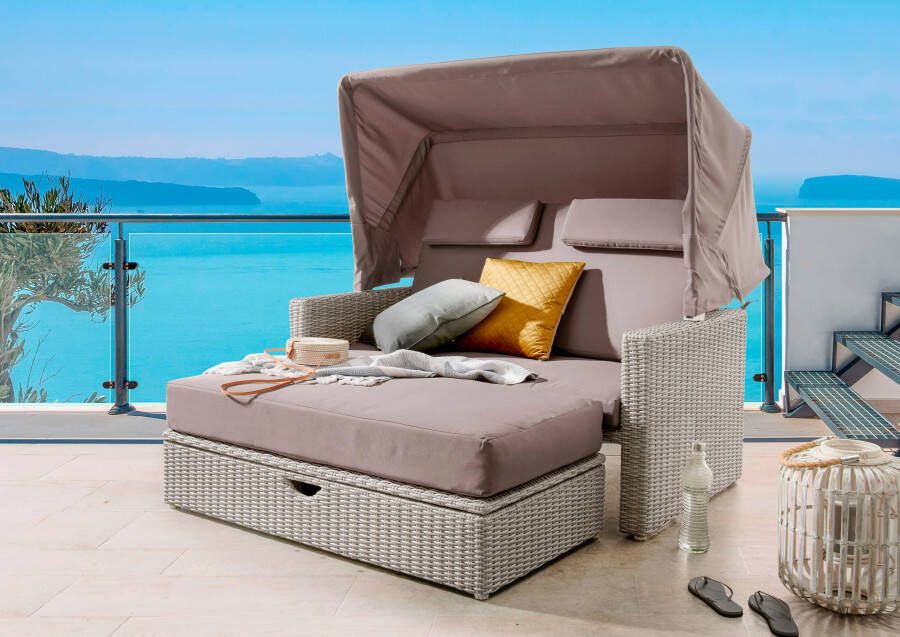 Destiny Tuinset Florence Multifunctionele loungeset ecruwit polyrotanvlechtwerk bekleding taupe (4-delig) - Foto 6