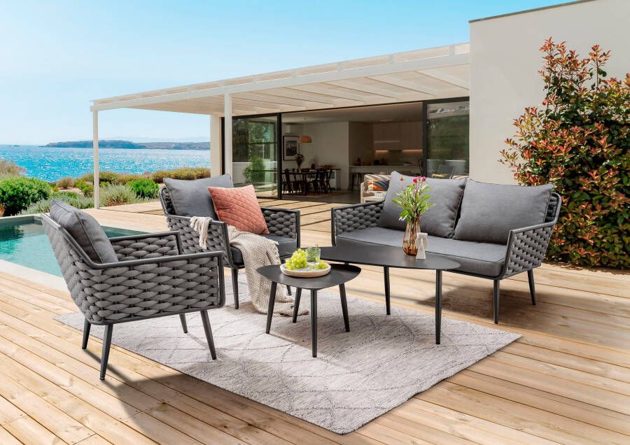 Destiny Tuinset Ravenna Aluminium 1 bank 2 fauteuils 2 tafels 109x60x45 cm en 60x60x40 cm (set 12-delig) - Foto 3