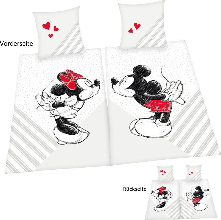 Disney Partner-overtrekset 's Mickey en Minnie Mouse in mt. 135x200 cm Dekbedovertrek van katoen -dekbedovertrek partner-overtrekset - Foto 2