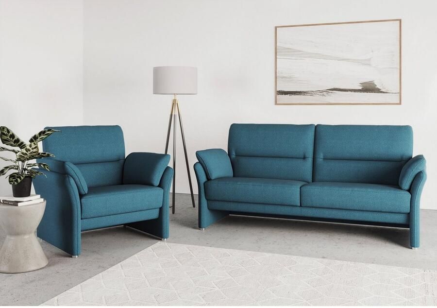 DOMO collection 2 5-zits Pina smalle armleuningen met bonellvering compact & elegant Hoge zitcomfort luxe microvezel leerlook rood breedte 199 cm - Foto 2