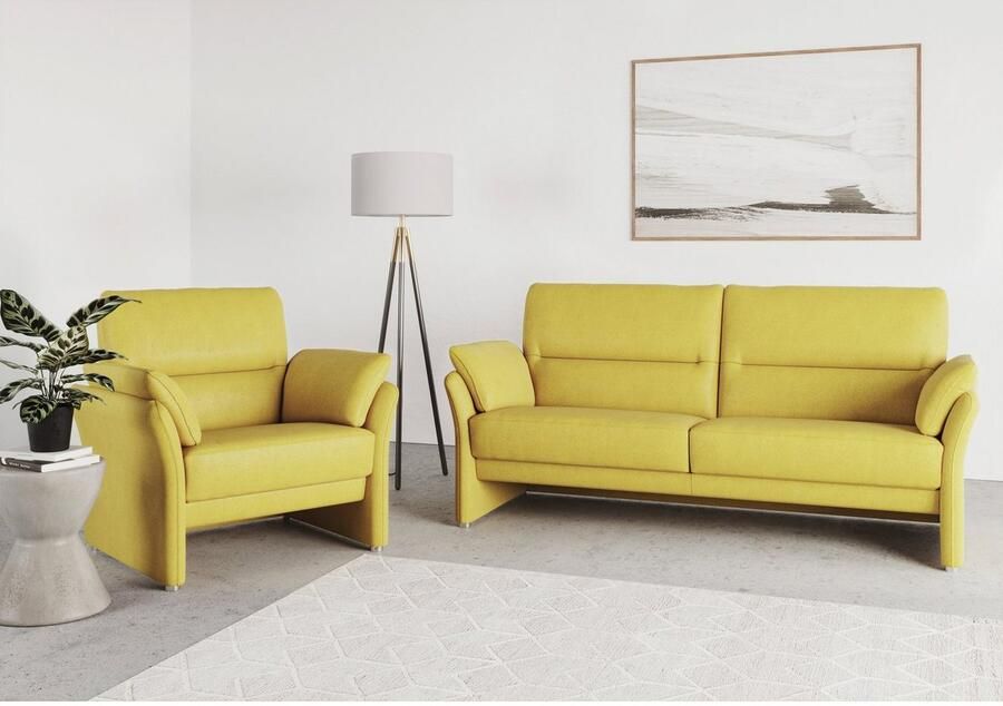DOMO collection 2 5-zits Pina smalle armleuningen met bonellvering compact & elegant Hoge zitcomfort luxe microvezel leerlook rood breedte 199 cm - Foto 2