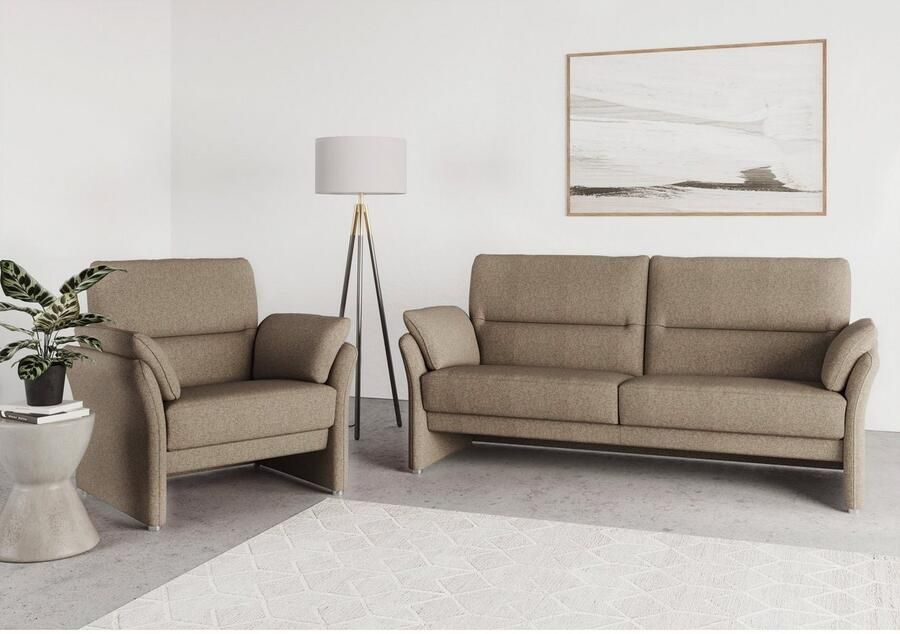 DOMO collection 2 5-zits Pina smalle armleuningen met bonellvering compact & elegant Hoge zitcomfort luxe microvezel leerlook rood breedte 199 cm - Foto 2