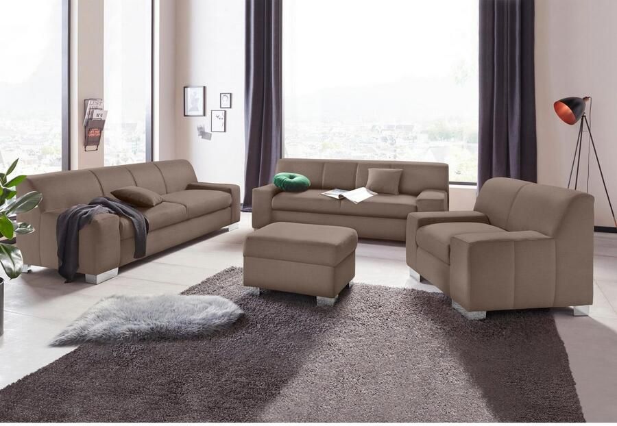 DOMO collection 2 5-zitsbank Bero elegant en tijdloos kubistisch platte armleuningen - Foto 2