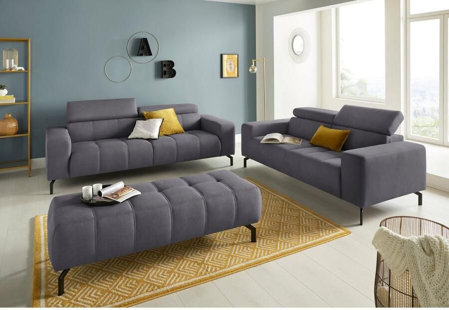 DOMO collection 2 5-zitsbank Cunelli tijdloos en elegant moderne zitnaden als designelement naar keuze met 6-voudig verstelbare hoofdsteunen stevig zitcomfort - Foto 3