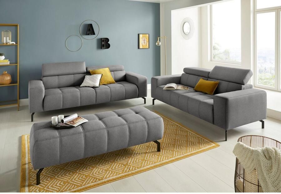 DOMO collection 2-zitsbank Cunelli tijdloos en elegant moderne zitnaden als designelement naar keuze met 6-voudig verstelbare hoofdsteunen stevig zitcomfort - Foto 2