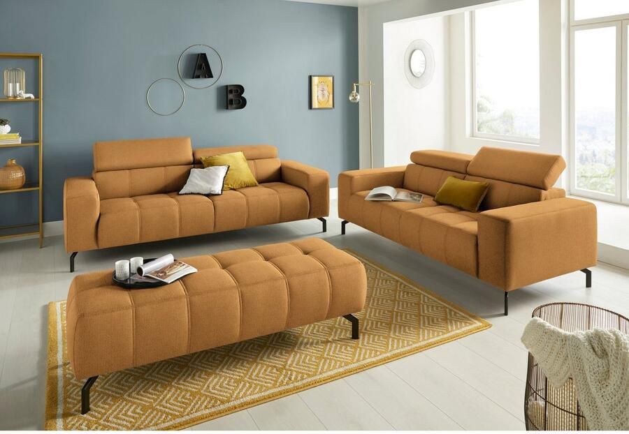 DOMO collection 2 5-zitsbank Cunelli tijdloos en elegant moderne zitnaden als designelement naar keuze met 6-voudig verstelbare hoofdsteunen stevig zitcomfort - Foto 3