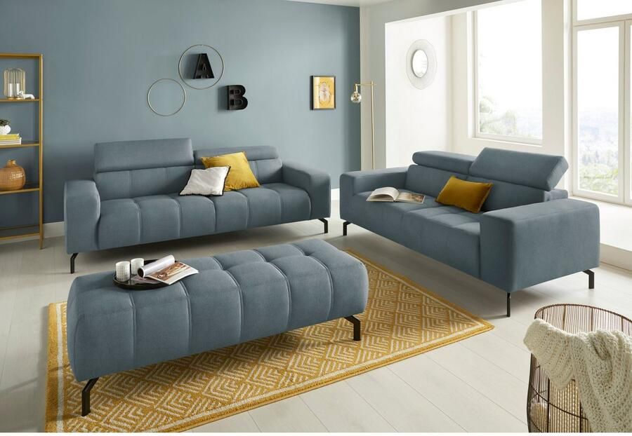 DOMO collection 2-zitsbank Cunelli tijdloos en elegant moderne zitnaden als designelement naar keuze met 6-voudig verstelbare hoofdsteunen stevig zitcomfort - Foto 2