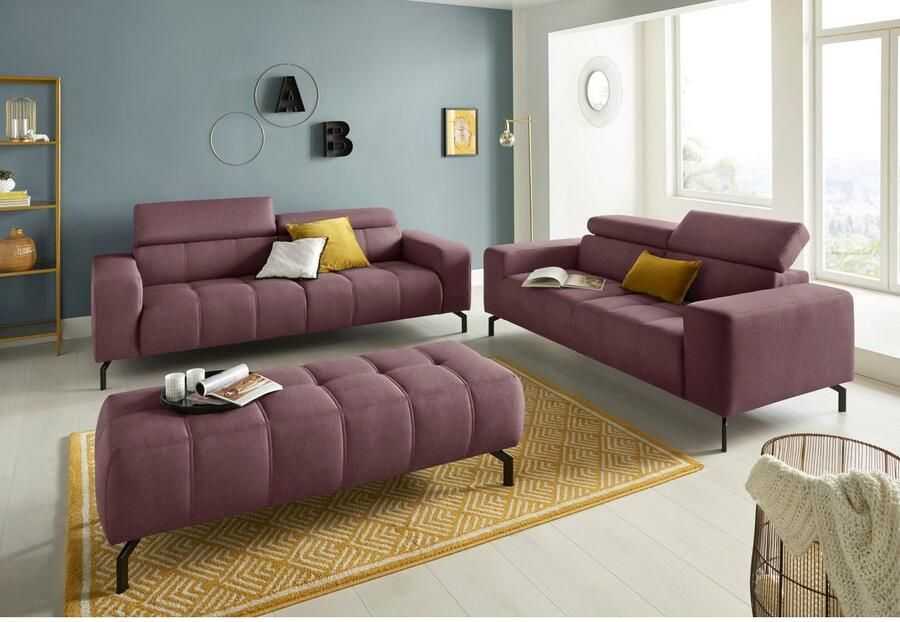 DOMO collection 2-zitsbank Cunelli tijdloos en elegant moderne zitnaden als designelement naar keuze met 6-voudig verstelbare hoofdsteunen stevig zitcomfort - Foto 2