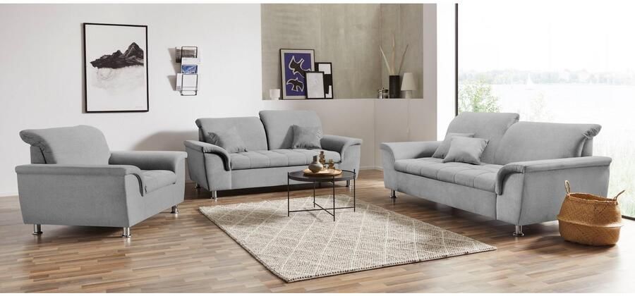DOMO collection 2 5-zitsbank Franzi tijdloos en elegant moderne zittingstikking naar keuze met verstelbare hoofdsteun inclusief sierkussen - Foto 5