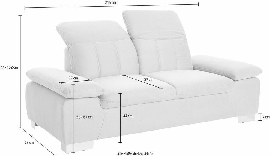 DOMO collection 2 5-zitsbank Milan met verstelbare rugleuning