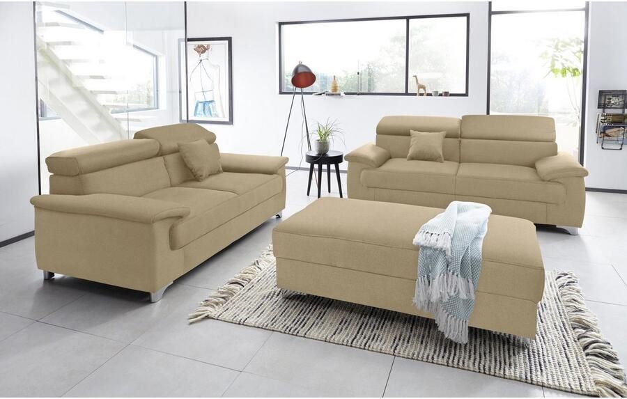 DOMO collection 2-zitsbank Mira inclusief hoofdsteunverstelling voor meer comfort elegant en modern comfortabel vrij in de ruimte te plaatsen - Foto 3