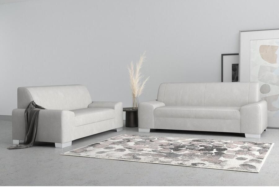 DOMO collection 2 5-zits Anzio kubistisch design platte armleuningen breedte 214cm