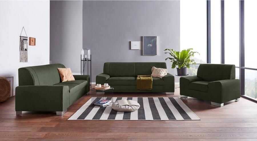 DOMO collection 2 5-zits Anzio kubistisch design platte armleuningen breedte 214cm - Foto 2