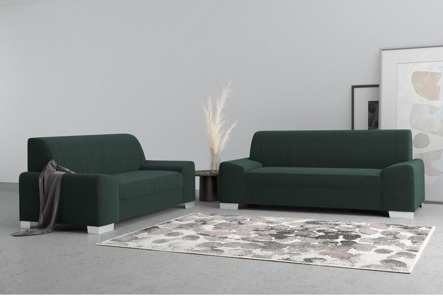 DOMO collection 2-zitsbank Anzio in kubistische vormentaal platte armleuningen breedte 184cm