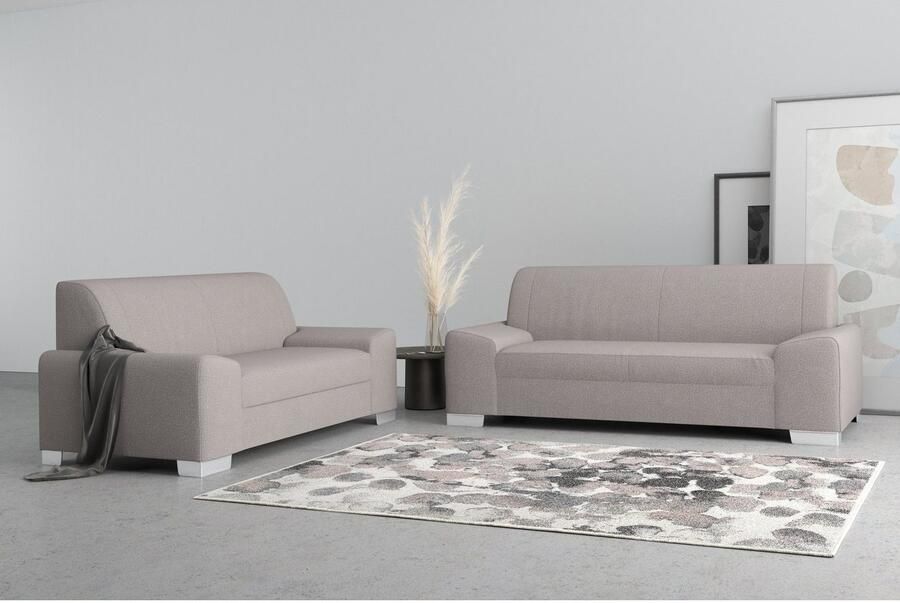 DOMO collection 2 5-zits Anzio kubistisch design platte armleuningen breedte 214cm