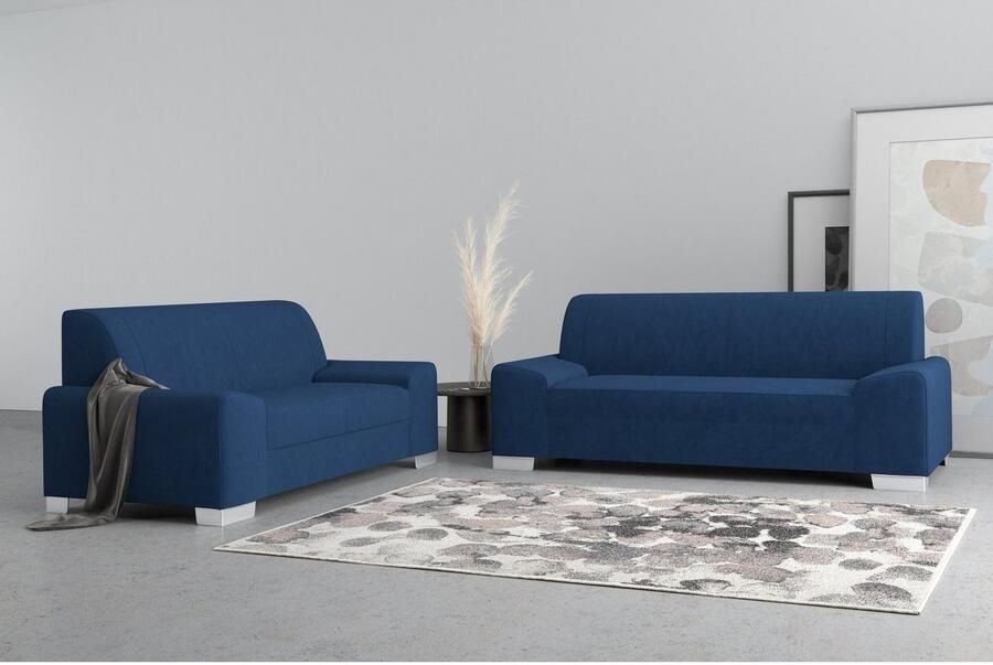 DOMO collection 2 5-zits Anzio kubistisch design platte armleuningen breedte 214cm