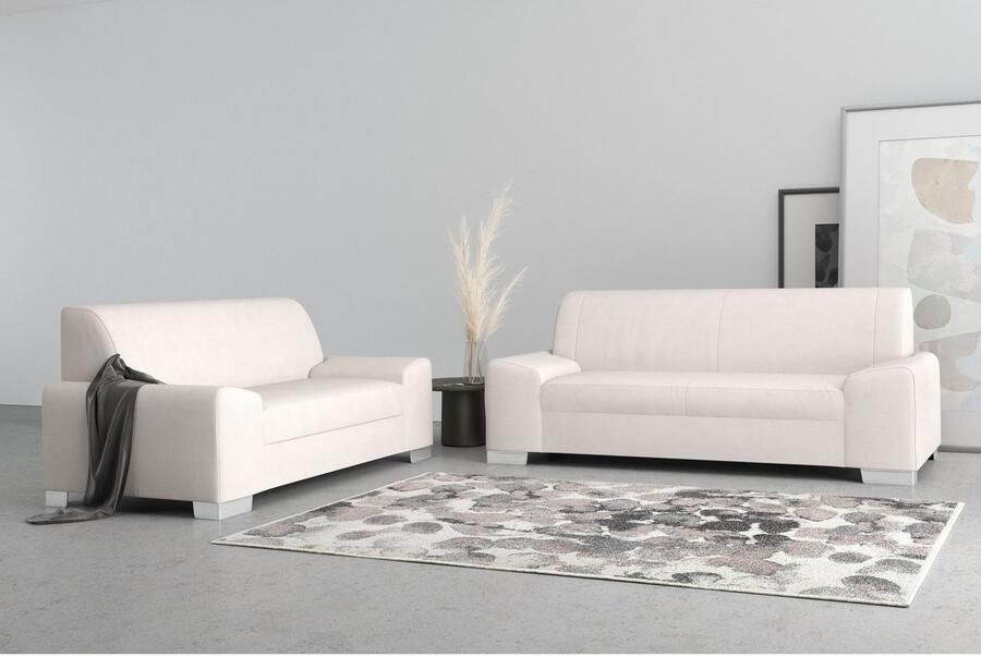 DOMO collection 2 5-zits Anzio kubistisch design platte armleuningen breedte 214cm