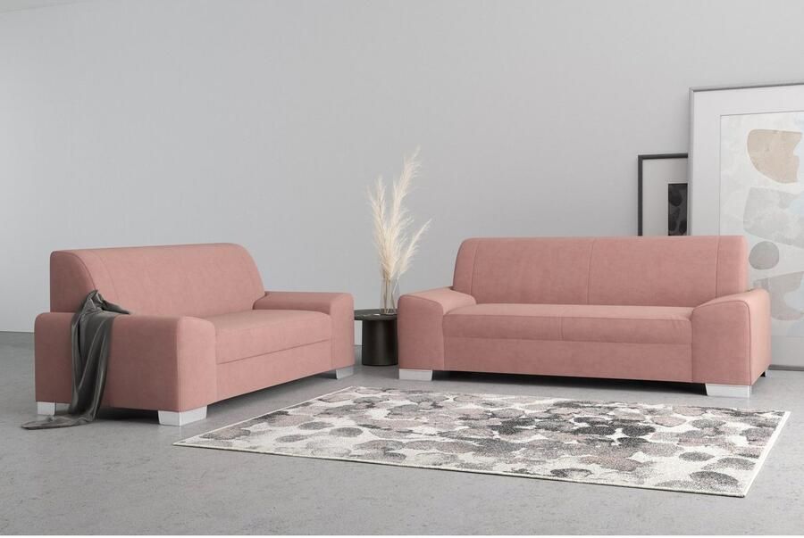 DOMO collection 2-zitsbank Anzio in kubistische vormentaal platte armleuningen breedte 184cm