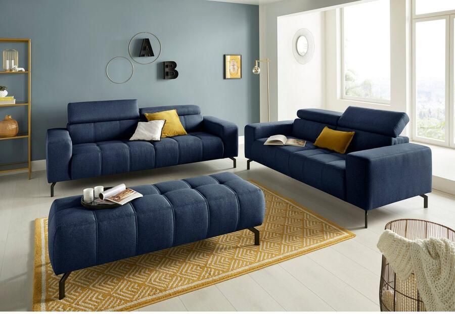 DOMO collection 2-zitsbank Cunelli tijdloos en elegant moderne zitnaden als designelement naar keuze met 6-voudig verstelbare hoofdsteunen stevig zitcomfort - Foto 2