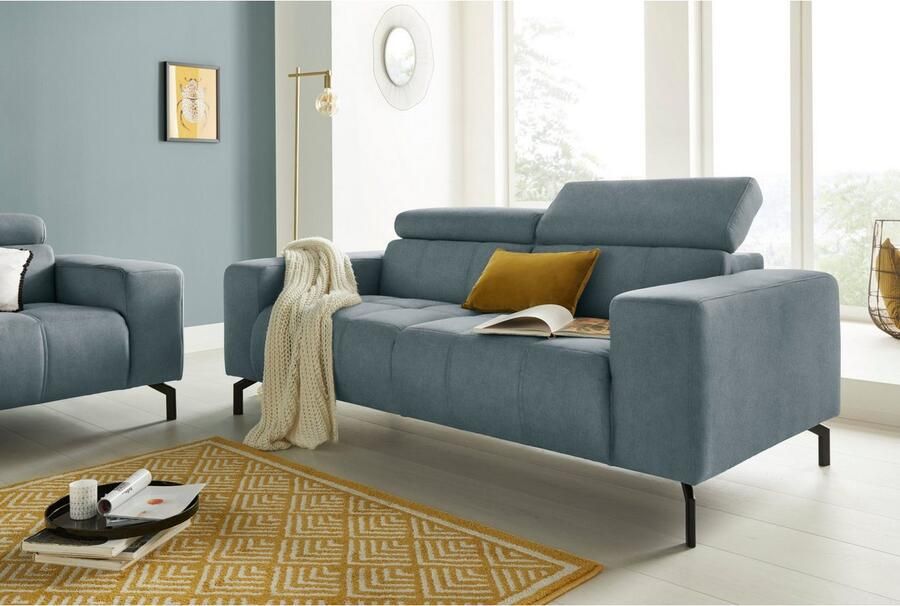DOMO collection 2-zitsbank Cunelli tijdloos en elegant moderne zitnaden als designelement naar keuze met 6-voudig verstelbare hoofdsteunen stevig zitcomfort - Foto 4