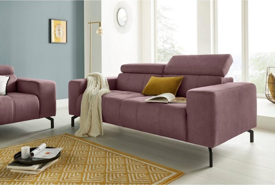 DOMO collection 2-zitsbank Cunelli tijdloos en elegant moderne zitnaden als designelement naar keuze met 6-voudig verstelbare hoofdsteunen stevig zitcomfort - Foto 4