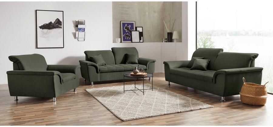 DOMO collection 2 5-zitsbank Franzi tijdloos en elegant moderne zittingstikking naar keuze met verstelbare hoofdsteun inclusief sierkussen - Foto 5